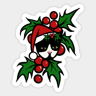 Tuxedo Cat Christmas Sticker
